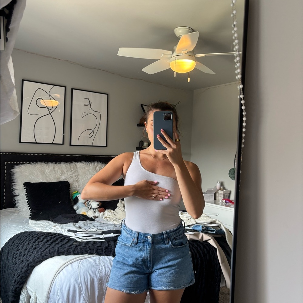 TNA One Shoulder Light Gray Bodysuit